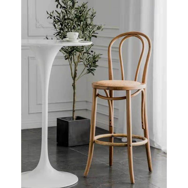 北欧复古藤编高脚吧椅靠背休闲轻奢藤椅酒吧简约餐厅索奈特椅