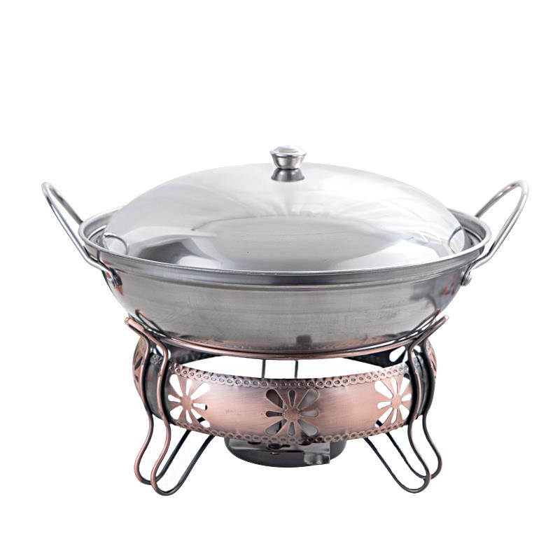 不锈钢锅仔家用加厚干锅锅商用固体酒精炉小火锅干锅炉酒精锅套装