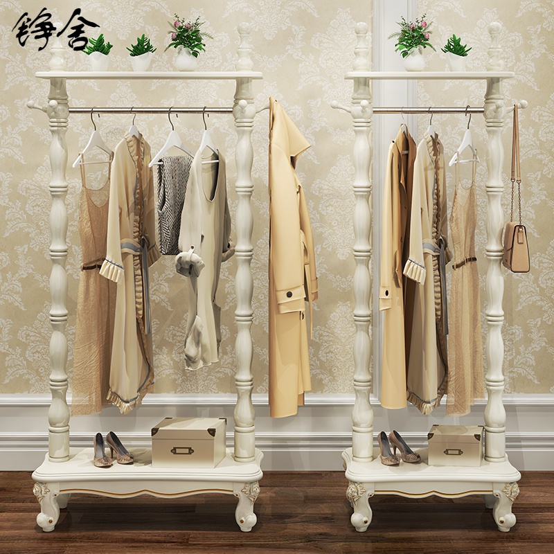 卧室新款铮舍红木白色轻奢家用落地客厅衣帽服架子欧式实木挂衣架