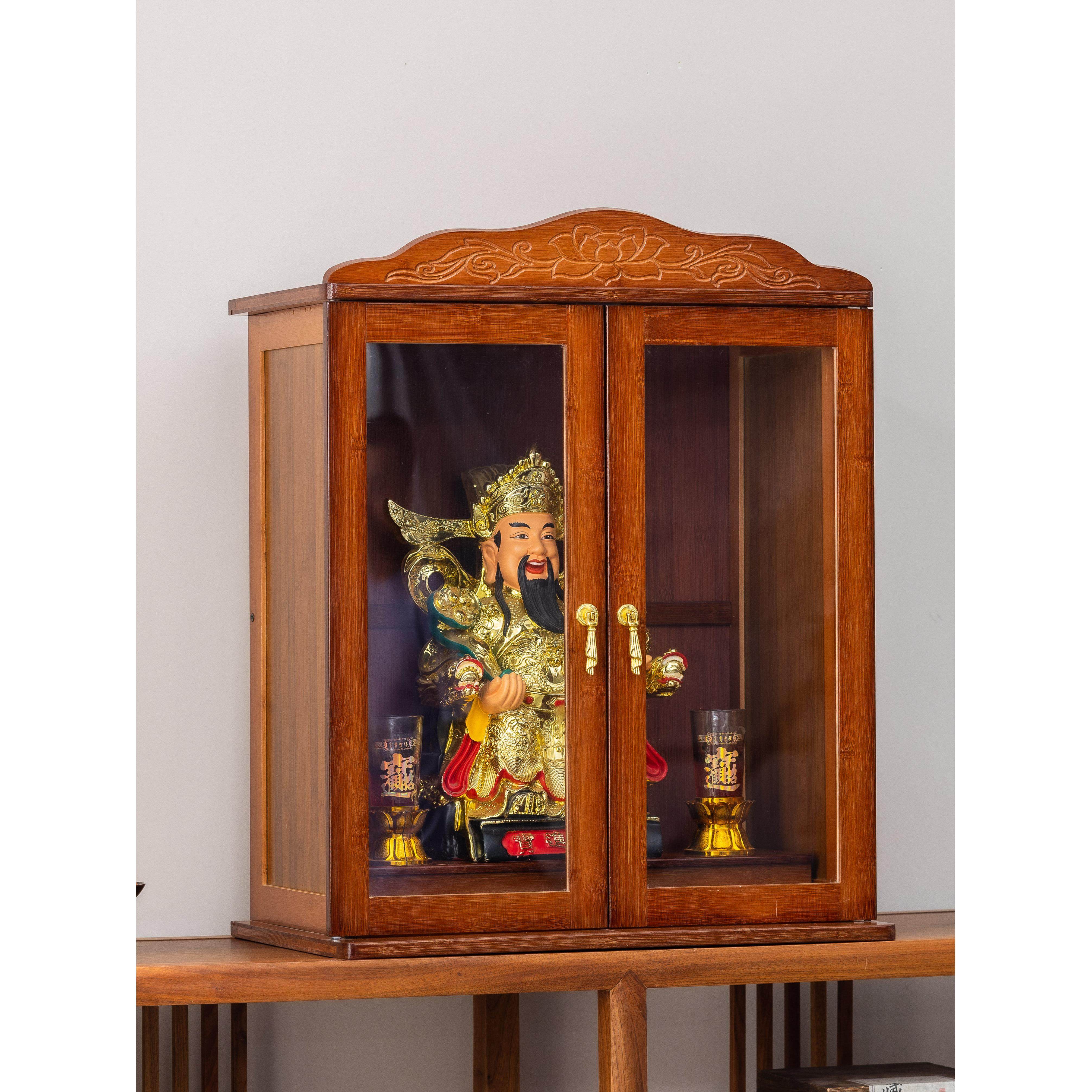 佛龛新中式家用可挂壁神像带门小佛柜财神爷观音位供奉供桌香案
