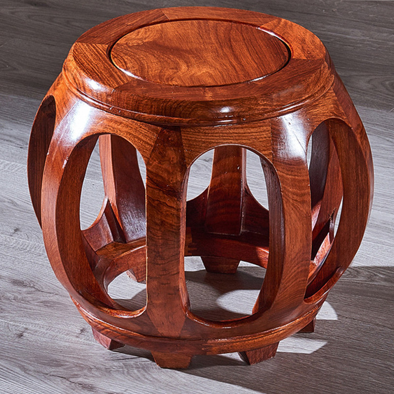 红木鼓凳刺猬紫檀圆凳实木凳花梨木矮凳榫卯古凳花墩坐墩古登