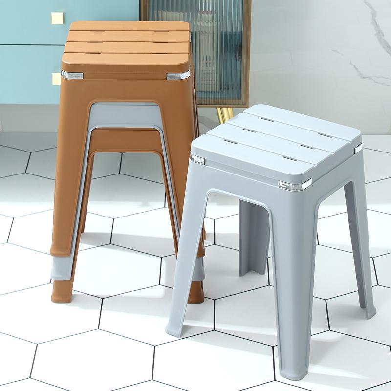居家时尚塑料凳子客厅47cm轻奢简约成人休闲凳餐桌椅子高颜值方凳