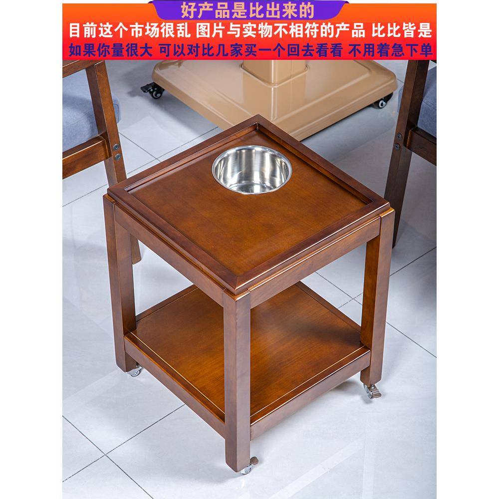 茶楼移动带轮棋牌室专用麻将桌茶几茶水架实木小方桌边几角几茶桌