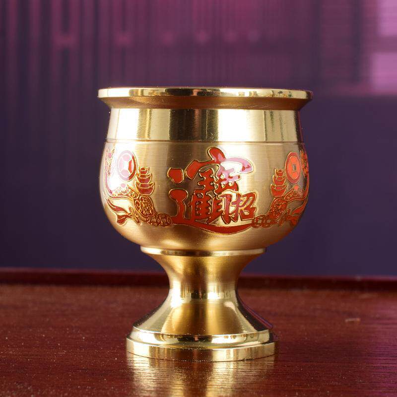 财神供具招财进宝铜酒杯供关公酒杯供佛前圣水杯铜加钢胆供杯