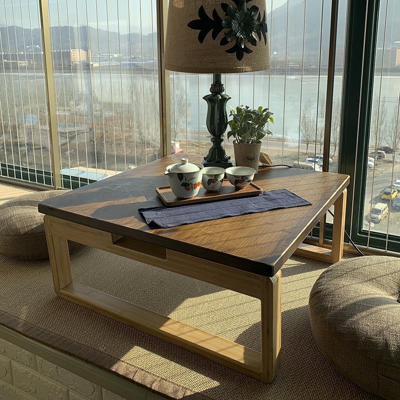 阳台飘窗小桌子可折叠日式榻榻米茶桌喝茶窗台炕几方矮桌楠竹家用