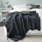 饰毯床尾毯毛毯春秋款 泽兮家居 纯色编织盖毯沙发搭毯床上装 毯子