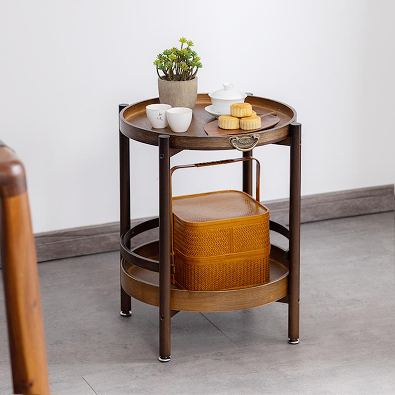 可移动麻将桌边角几沙发边几客厅茶桌边柜棋牌室茶水架圆形小茶几