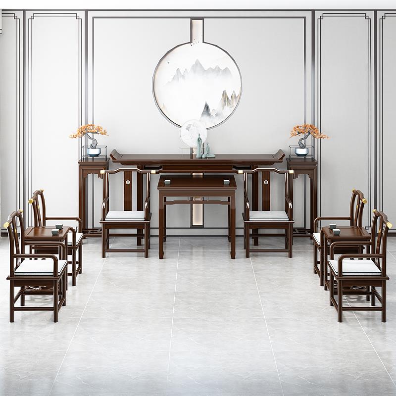 新中式中堂六件套实木明式条案农村堂屋供奉桌佛台简约翘头桌神台