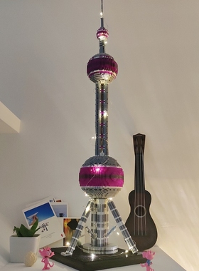 国潮微颗粒积木上海东方明珠塔天安门天坛高难度建筑模型拼装玩具