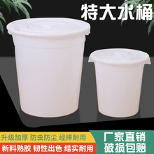 塑料胶桶白色大容量家用储水桶特大号加厚带盖发酵桶熟胶结实耐用