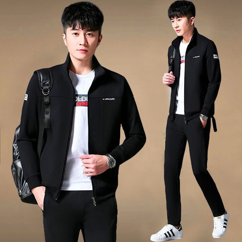 春秋男士运动服2025休闲三件套长袖青少年卫衣帅气潮流跑步套装男