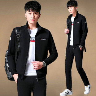 春秋男士运动服2025休闲三件套长袖青少年卫衣帅气潮流跑步套装男