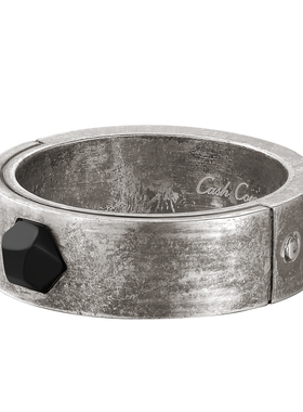 柯淳同款 CASH COWS黑曜石百搭小众情侣对戒复古轻奢做旧银戒指潮