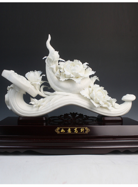 如意雕刻洛阳牡丹艺术品德化陶瓷