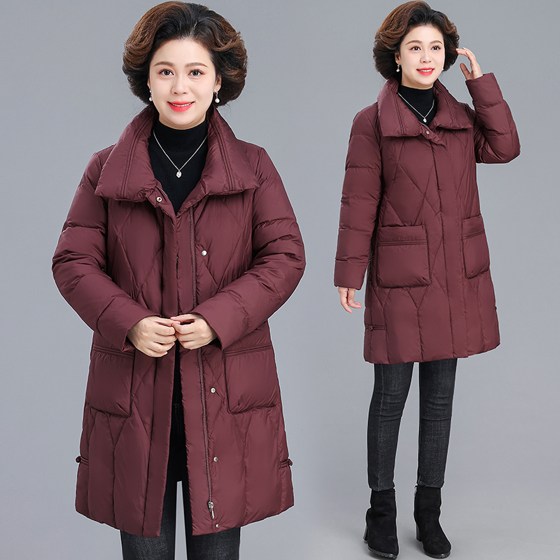 中老年妈妈加厚保暖羽绒服女