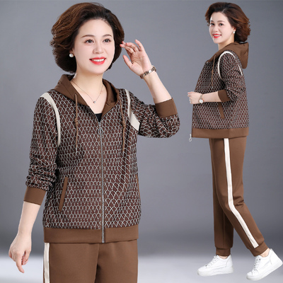 秋季新款拼接连帽上衣裤子两件套