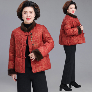 石墨烯云绒棉服2025新款女中老年妈妈装冬季加厚保暖国风棉袄外套