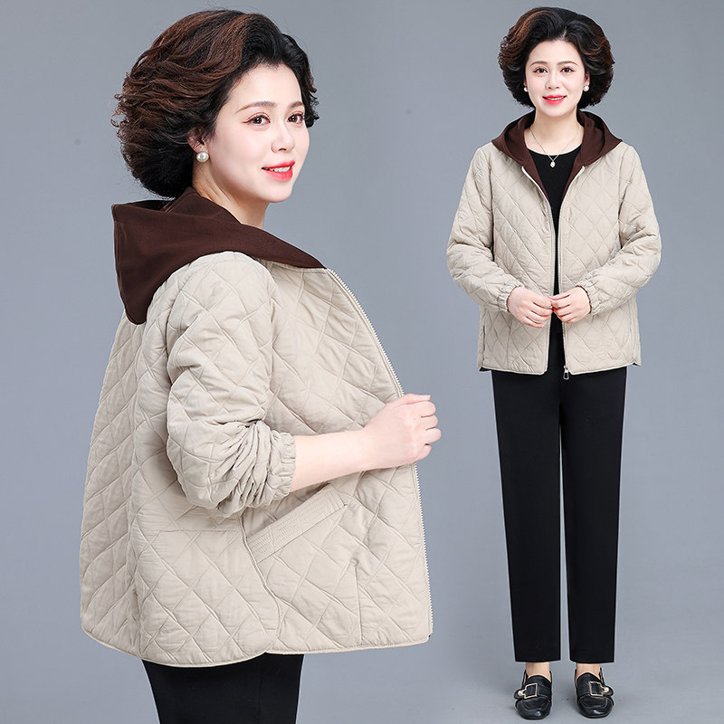 中年妈妈外套春秋款大码2025新款中老年女士春装上衣洋气夹棉衣服