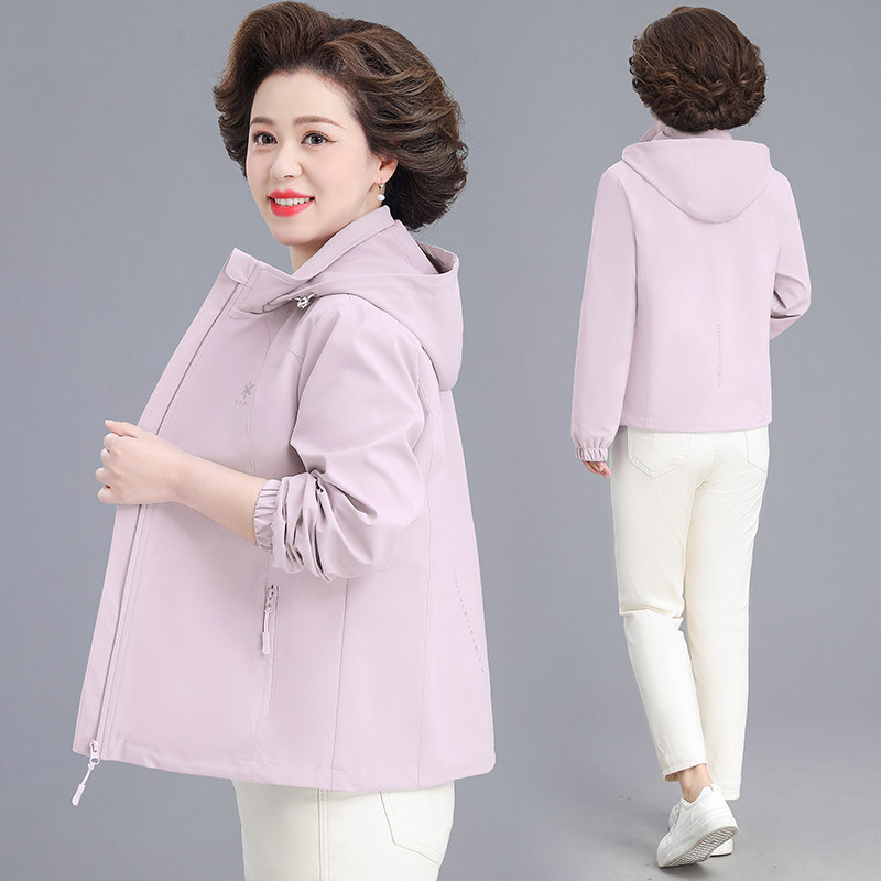 妈妈春装外套连帽风衣2026新款女士小个子洋气夹克中老年时尚衣服