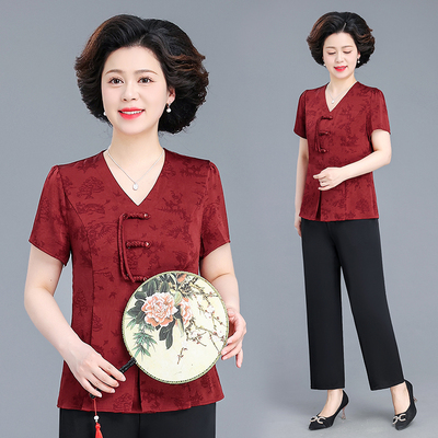 新中式妈妈夏装套装2025新款国风