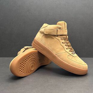 高帮鞋男款男鞋真皮中帮经典小麦板鞋黄色高帮空军休闲鞋百搭鞋