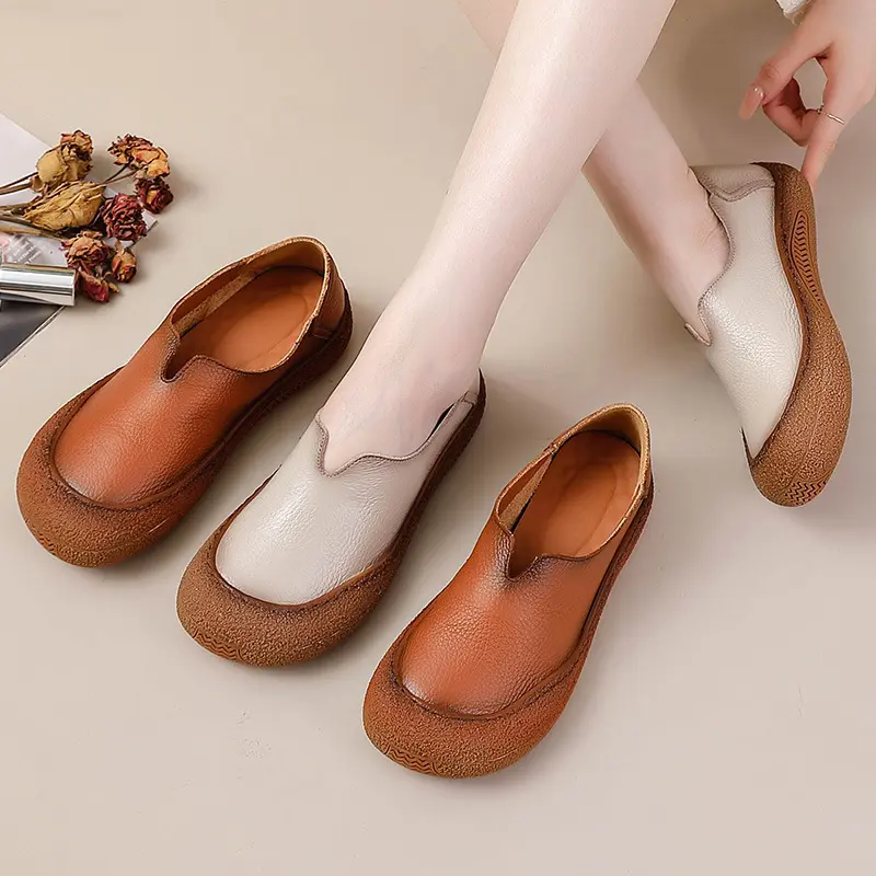 头层牛皮春秋款皮鞋女轻便时尚