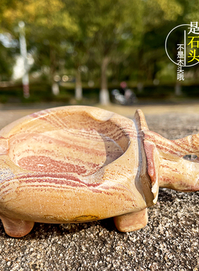 手工雕刻大象烟灰缸天然肥皂石摆件家居装饰复古创意个性礼品2025