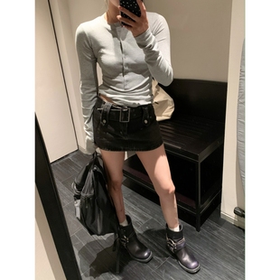 留下 1992 夏季新款设计感辣妹超牛仔短裙裤女性感百搭显瘦裙子