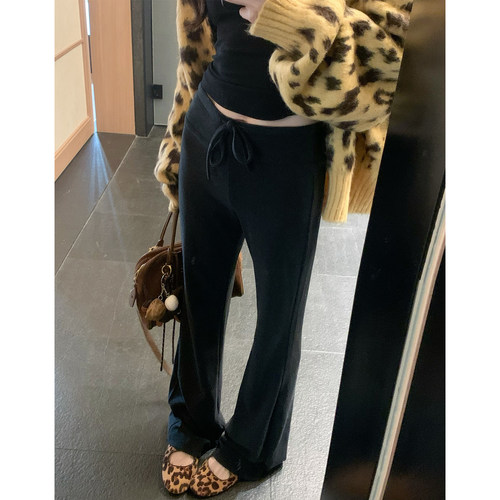 秋冬德绒垂感软糯微喇叭裤女