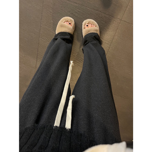 春秋慵懒风抽绳直筒拖地裤