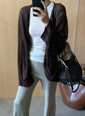 法式亚麻蝙蝠袖开衫薄款外套女