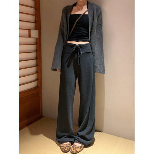 秋冬新品垂感德绒宽松直筒裤女