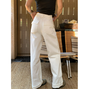 牛仔裤 留下 1992 春夏极简白色窄版 女 女高级感百搭水洗休闲直筒裤