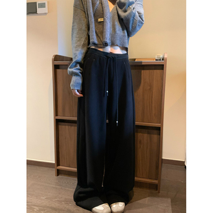 女宽松慵懒风休闲宽松阔腿裤 留下 加厚直筒裤 秋冬米白色窄版 1992