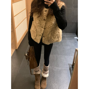 留下 秋冬环保芭莎皮草马甲女加厚保暖百搭毛绒休闲短外套女 1992