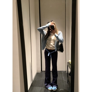 拖地裤 留下 英穿搭感两色亲肤舒服运动休闲含腰带长裤 张元 1992