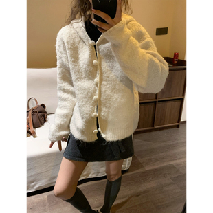 慵懒风休闲羊毛针织开衫 韩版 女秋冬宽松毛衣外套女 1992 留下