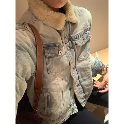 加厚牛仔水洗复古棉服夹克外套女