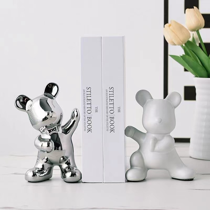 简约轻奢创意小熊书档摆件酒柜客厅玄关书柜陶瓷桌面立体装饰品,家居饰品,装饰摆件,淘宝优惠券,粉丝福利购,淘宝优惠卷