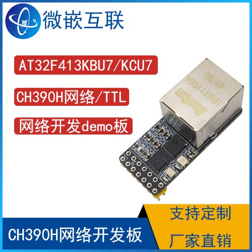 CH390H以太网模块AT32F415KBU7网络开发板100M网口网络模块IP/TCP
