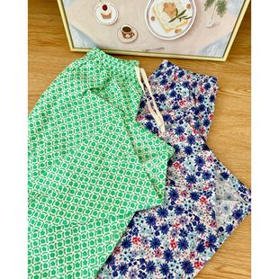 【100% 高支棉碎花裤】法式环保染四季家居裤宽松休闲版型长裤302