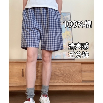 【男装全棉五分裤】1-0-0-%棉色织格子休闲百搭半裤夏季遛弯裤251