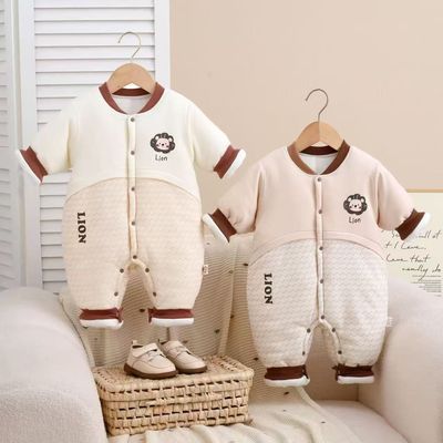 300克婴儿加厚加大连体哈衣衣服秋冬73-100男女宝宝爬服纯棉保暖