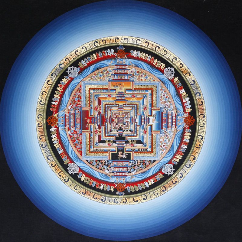 闻慧堂彩绘时轮金刚坛城唐卡佛像手绘西藏唐卡 装饰画 049