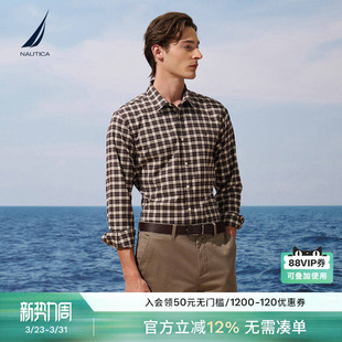 格子衬衫 春夏棉混纺柔软透气长袖 WO5304 诺帝卡男装 NAUTICA