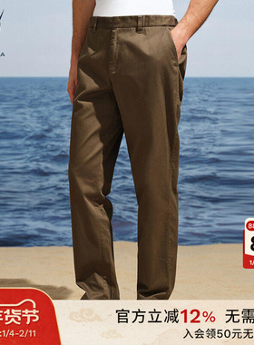 NAUTICA/诺帝卡男装25秋季新品仿棉感斜纹亲肤直筒休闲裤PC5300
