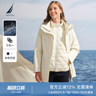 冬季 防泼水保暖三合一羽绒服外套54JC03 诺帝卡女装 NAUTICA