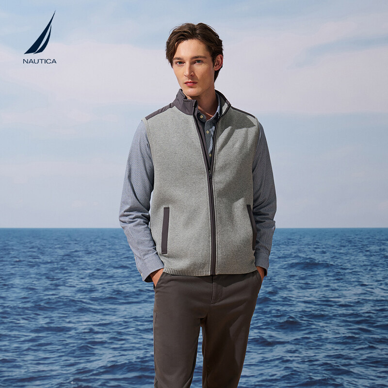 NAUTICA/诺帝卡时尚拼接毛衣马甲