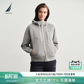 新品 26春季 双面珠地撞色抽绳连帽针织外套 诺帝卡女装 NAUTICA
