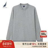 25秋冬新品 NAUTICA 诺帝卡男装 透气带弹华夫格半开襟卫衣KO5303